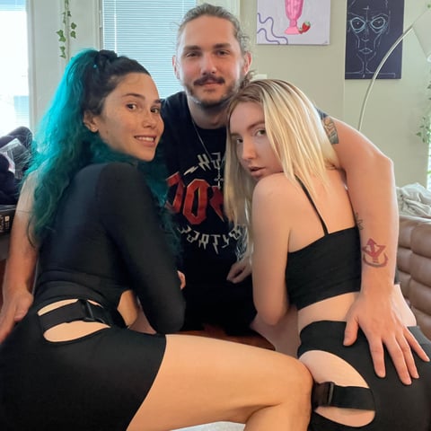 Green haired goddess is Eevee and blonde submis...